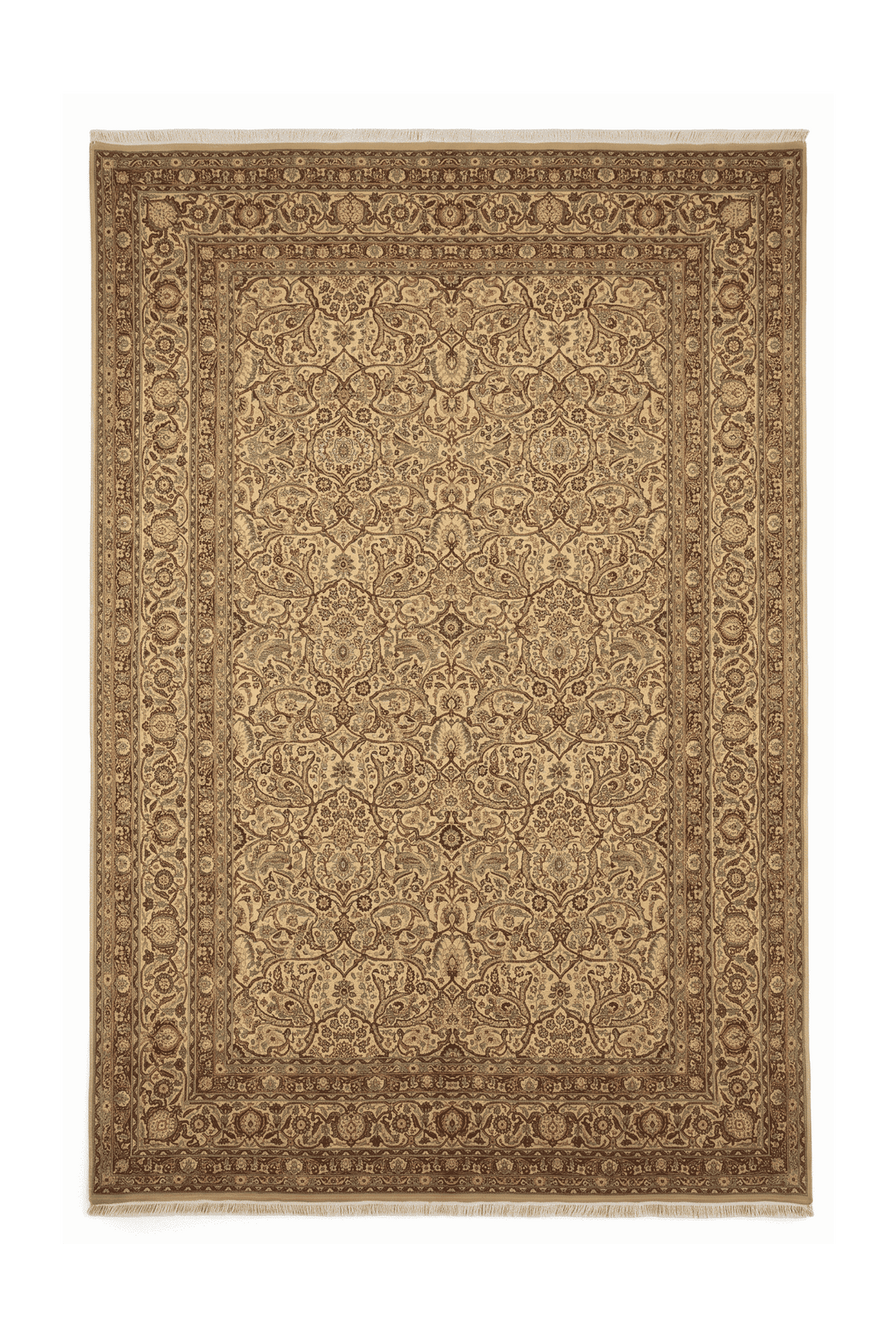 Cream and brown Afshan Shah Abbasi floral lattice rug, 187×276cm
