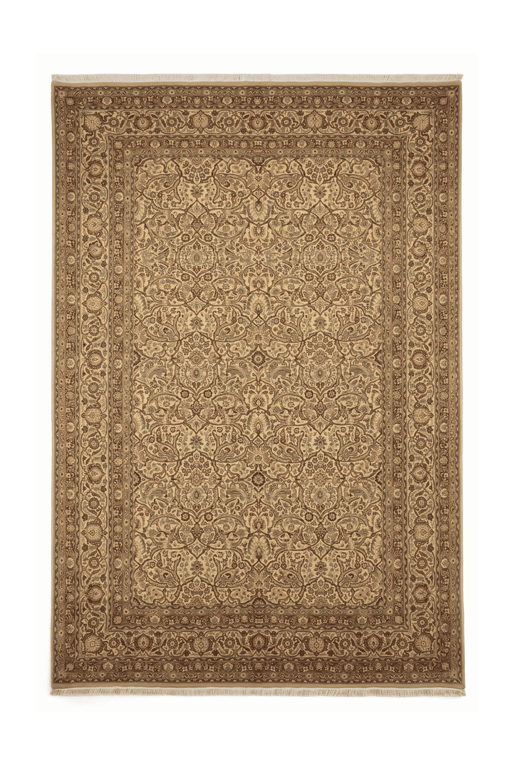 Cream and brown Afshan Shah Abbasi floral lattice rug, 187×276cm