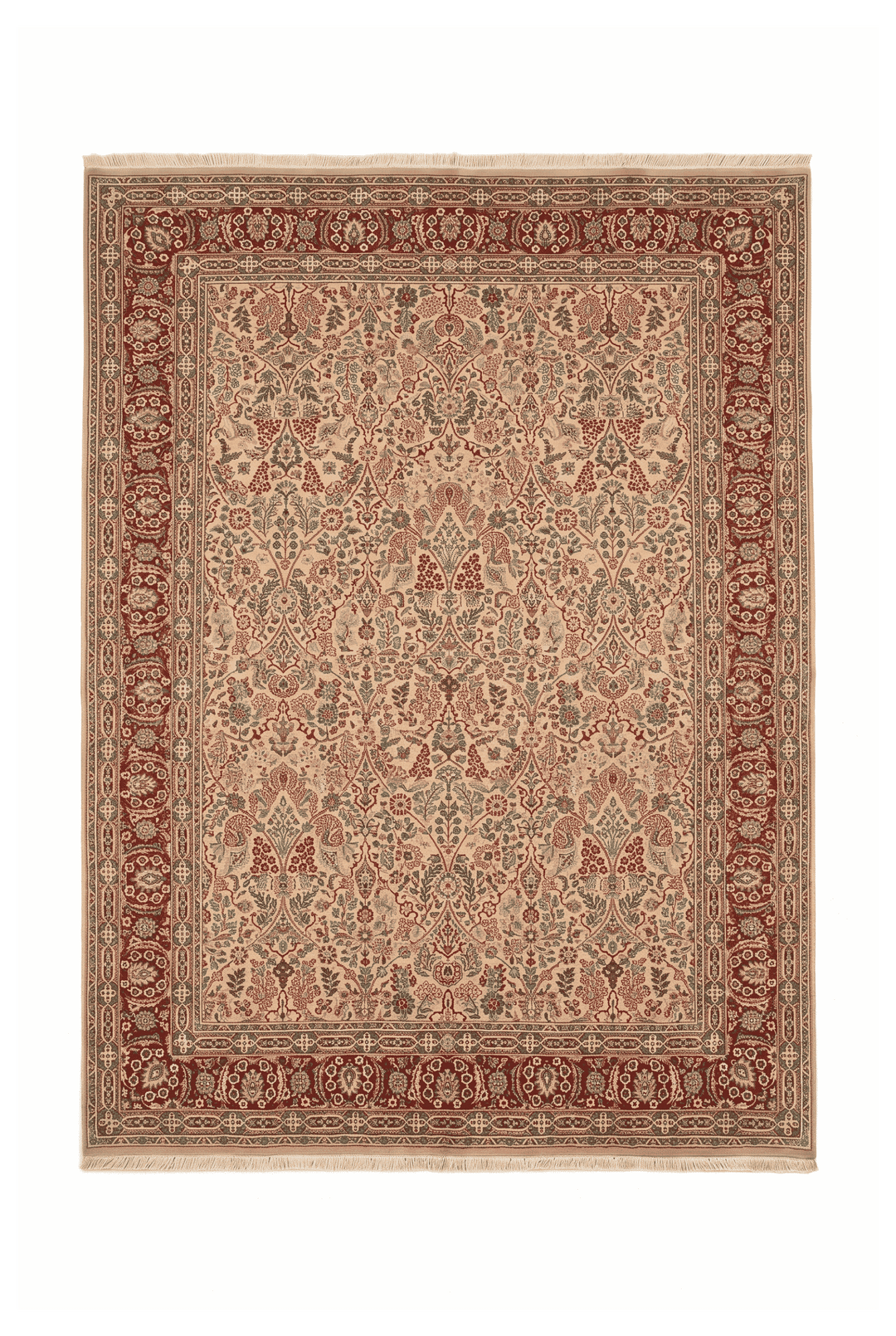 Cream and red Tabriz floral rug, 188×271cm, about 3 tatami
