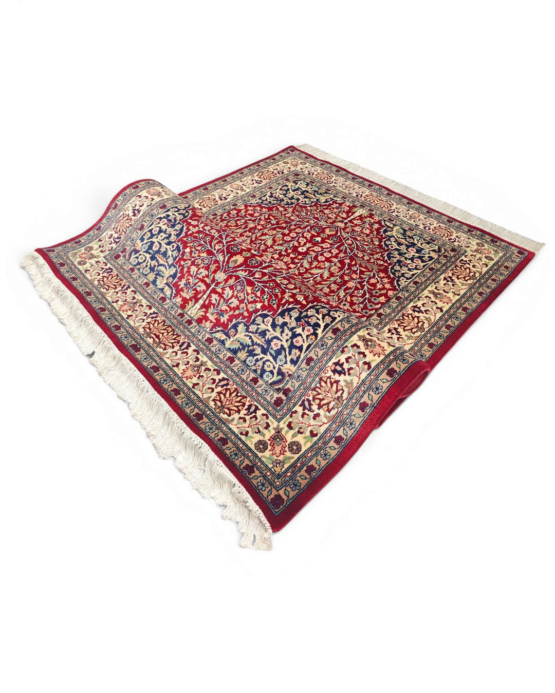 Crimson medallion Tabriz rug, hand-knotted Pakistani wool