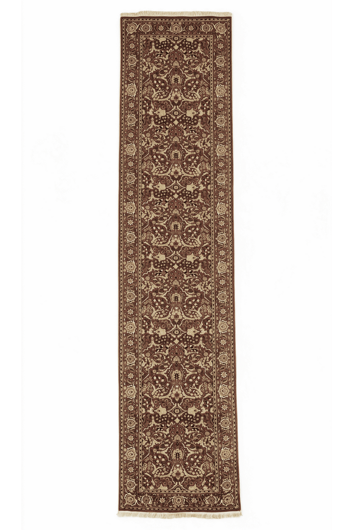 Brick red and cream all-over Shah Abbasi runner, 78×336cm