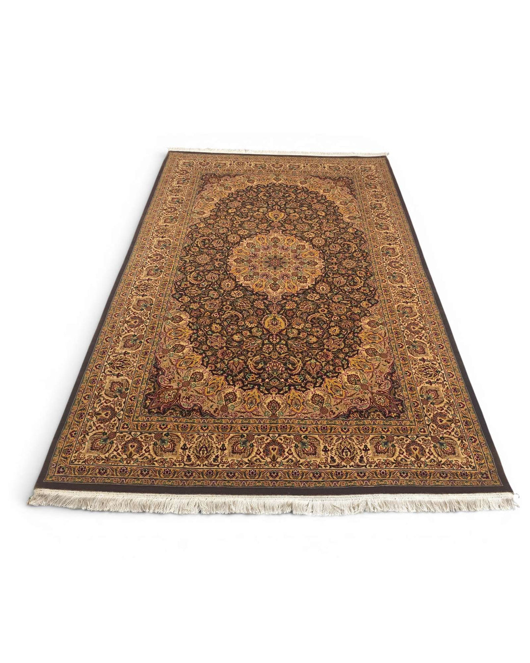 Espresso gold Tabriz rug, Pakistani double-knot weave