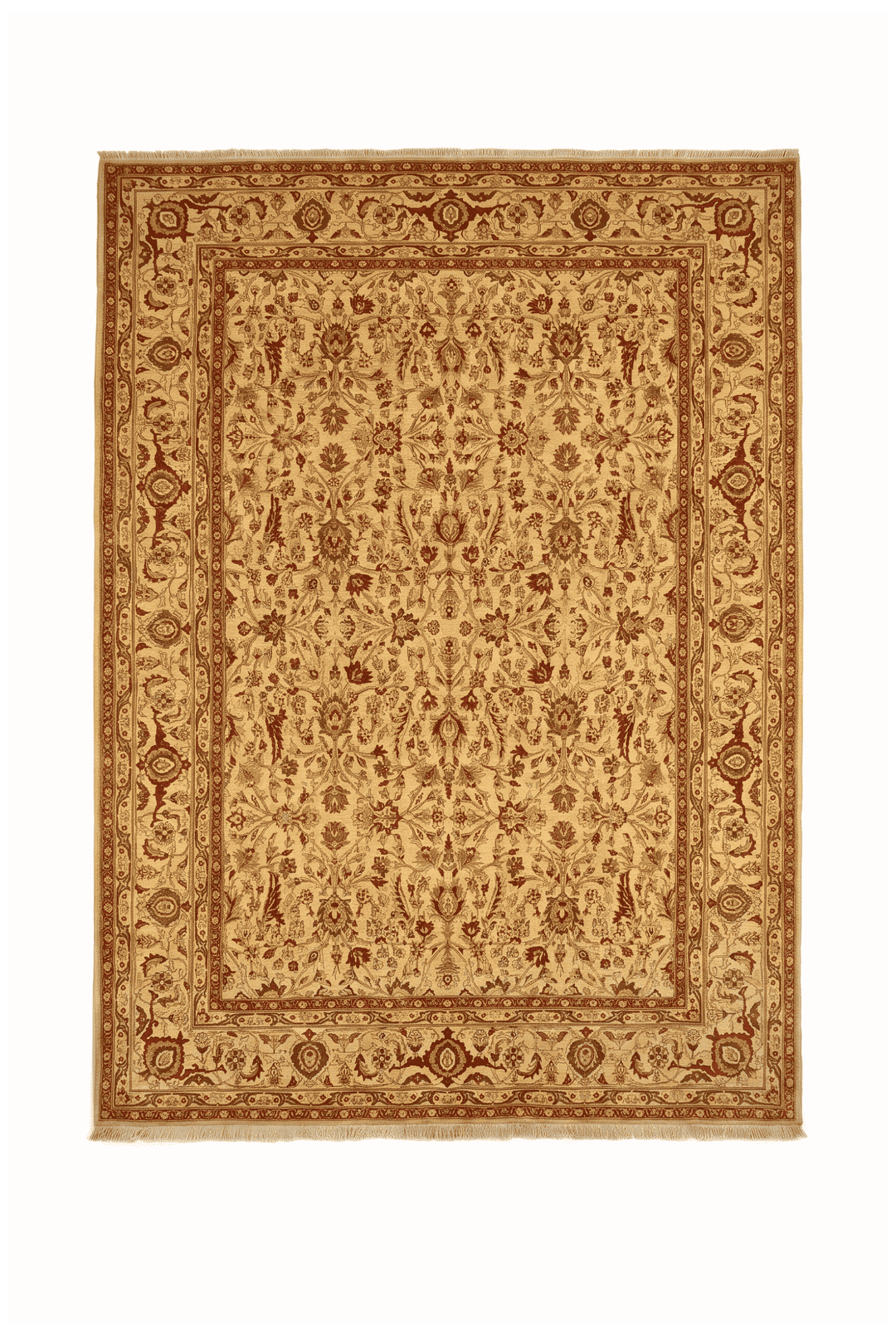 Gold and red floral vine rug, 185×257cm, about 3 tatami