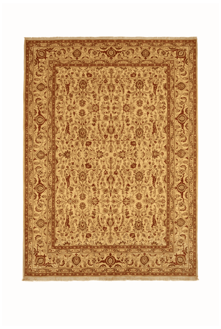 Gold and red floral vine rug, 185×257cm, about 3 tatami