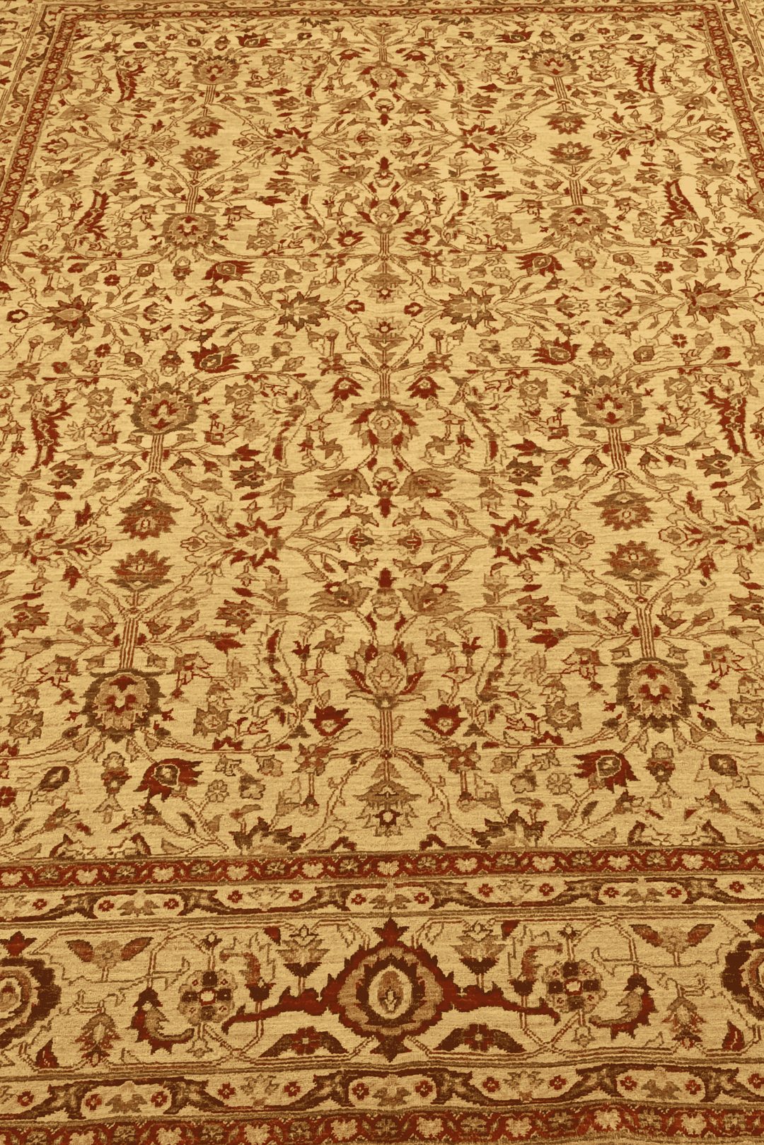 Gold and red floral vine rug for a living room, 3 tatami
