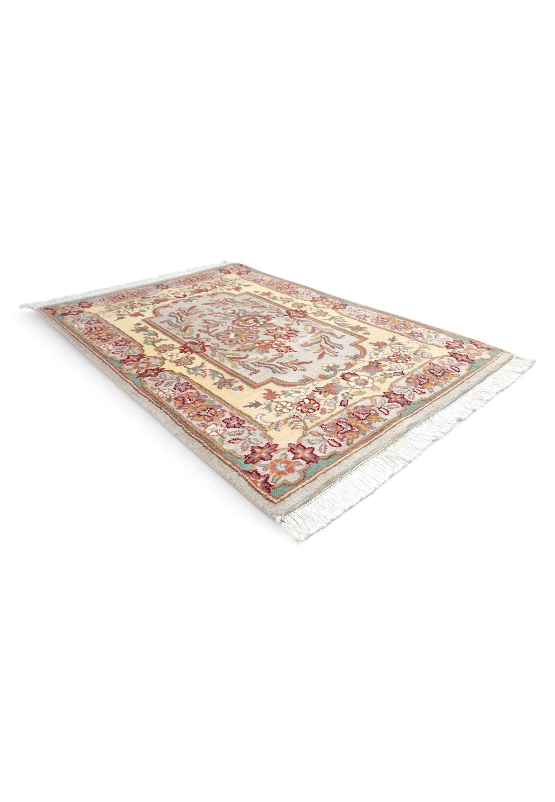 One-of-a-kind gold and grey Aubusson style entrance mat