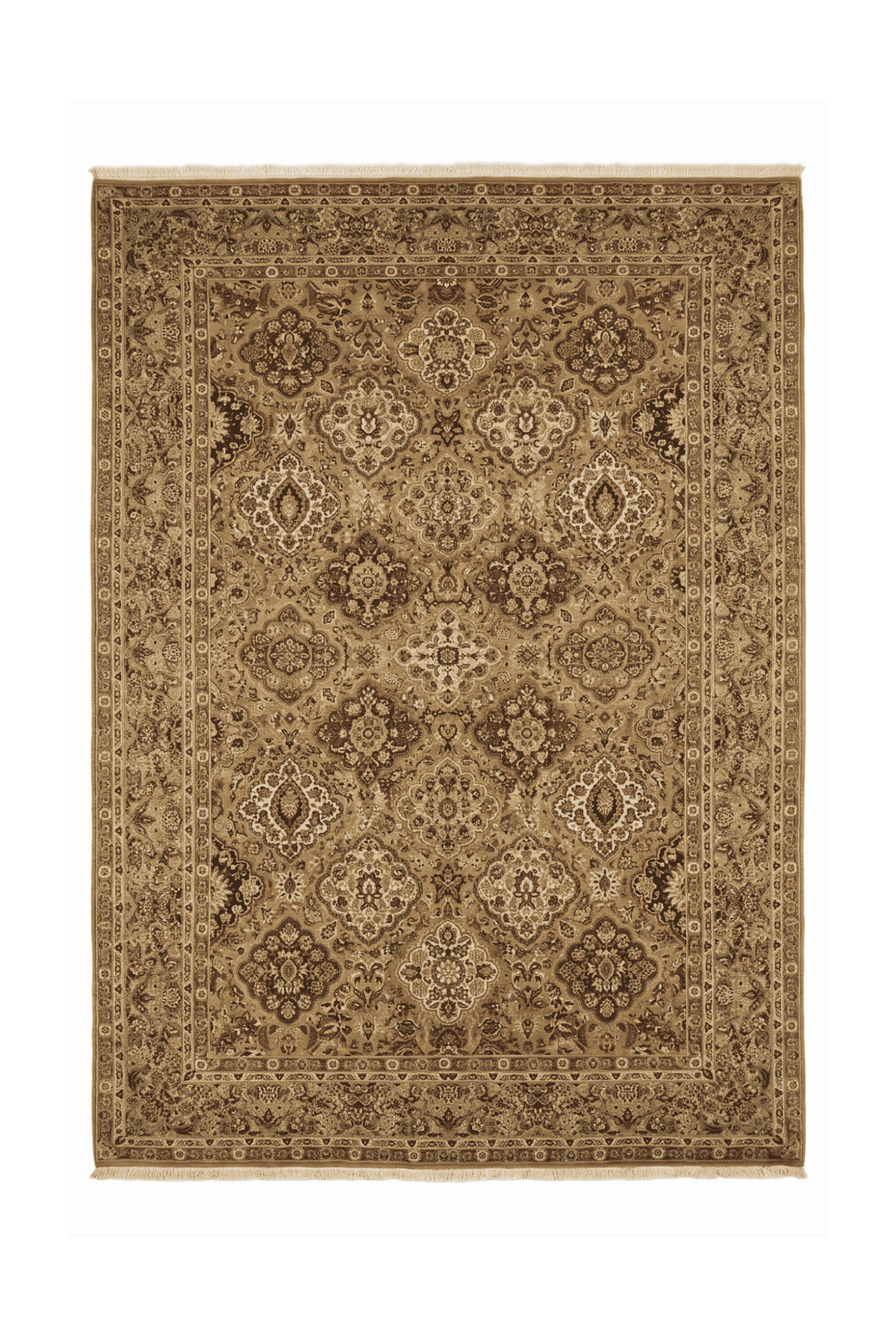 Gold and sage repeating Afshan floral rug, 184×273cm, about 3 tatami