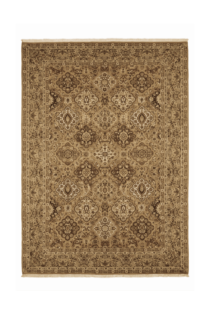 Gold and sage repeating Afshan floral rug, 184×273cm, about 3 tatami