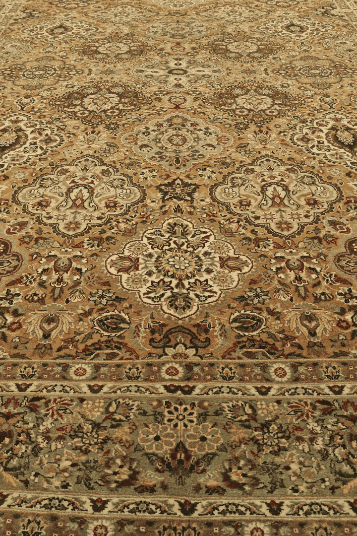 Fringe of gold and sage Afshan hand-knotted rug