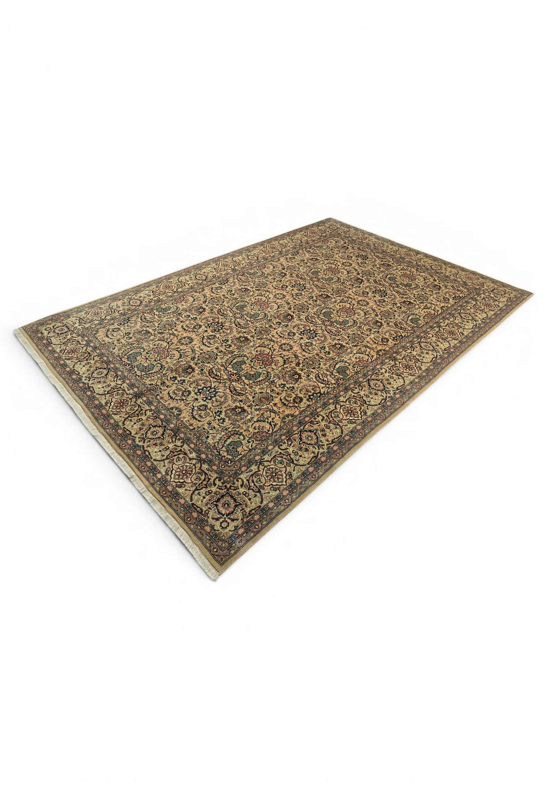 Gold teal rug 185×273cm, Pakistani double-knot weave