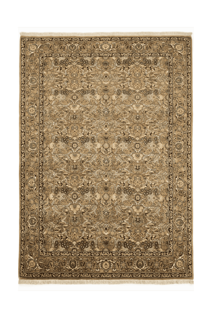 Sage and gold all-over Herati rug, hand-knotted Pakistani wool