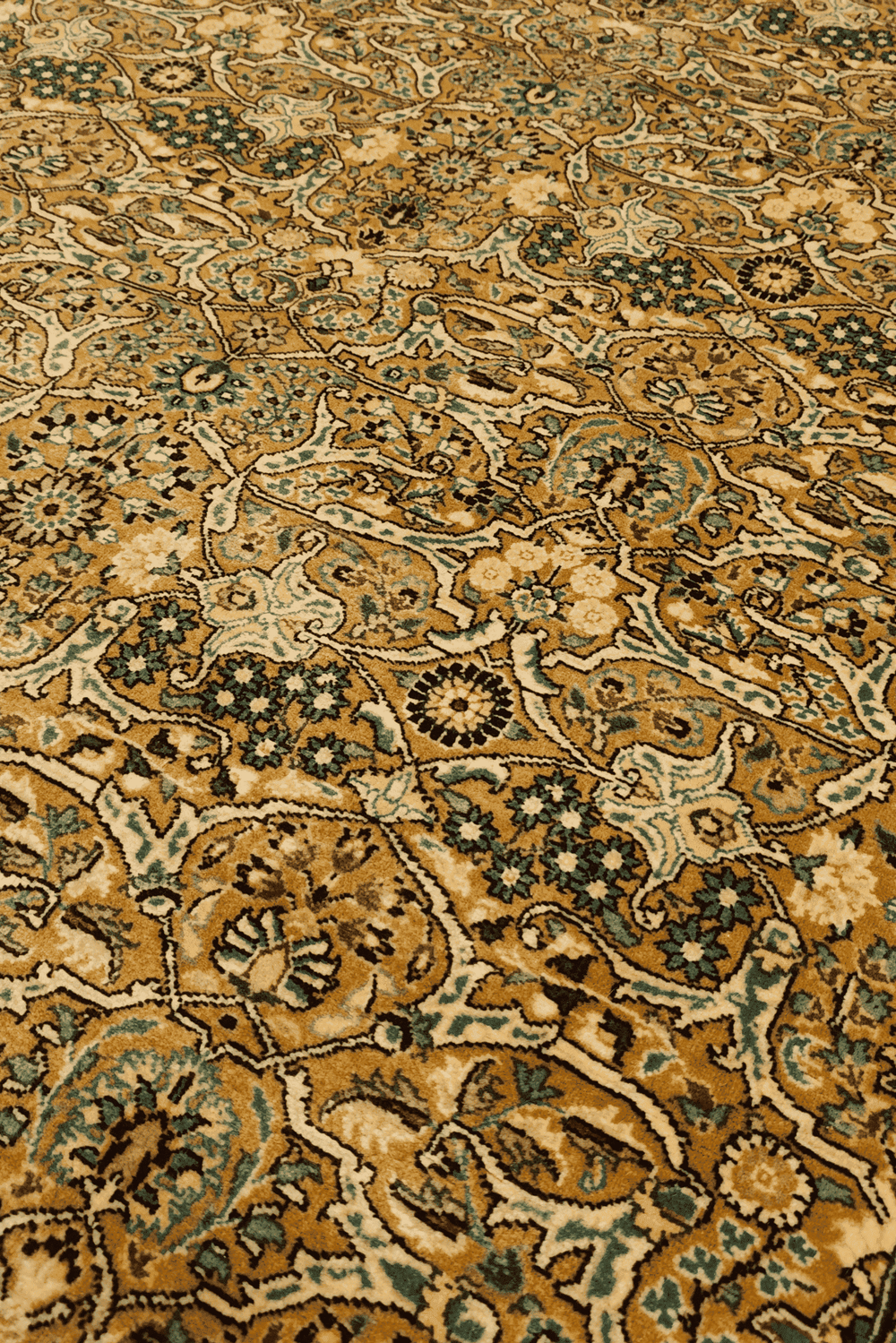 All-over Herati detail in sage and gold on Pakistani rug