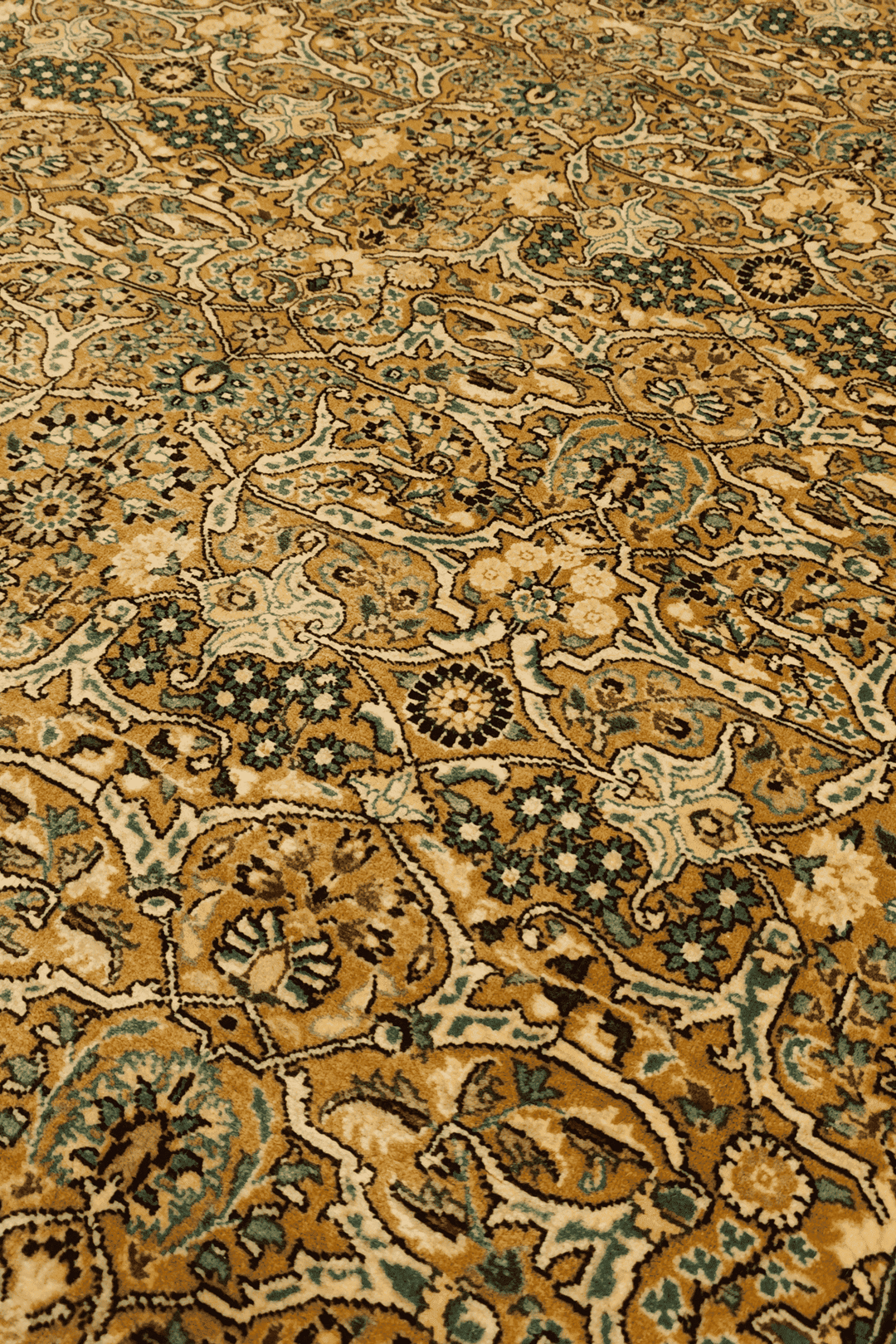 All-over Herati detail in sage and gold on Pakistani rug