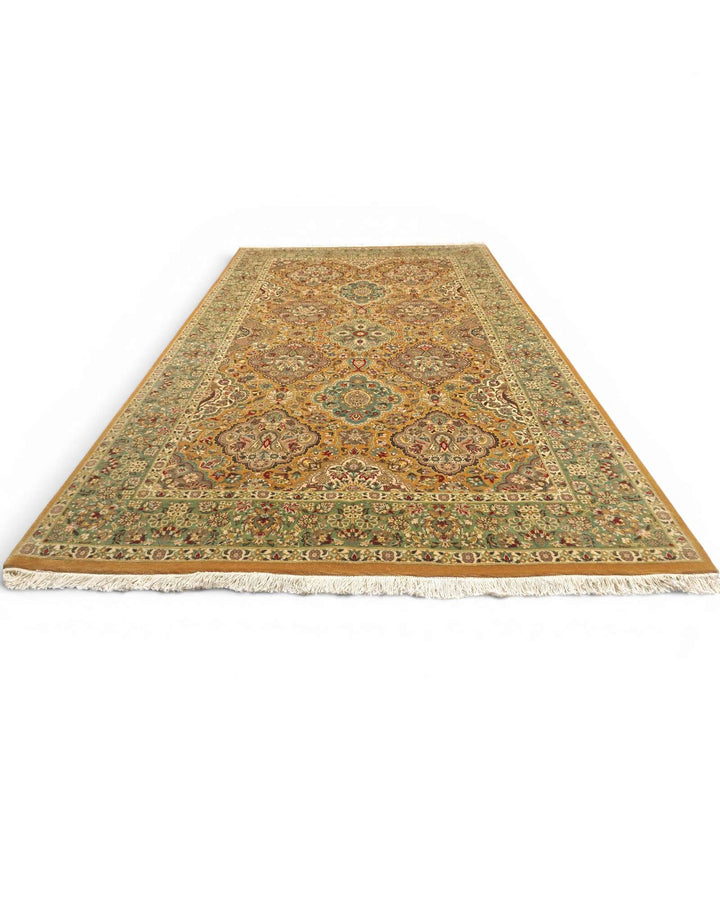 Corner of honey sage garden Pakistani double-knot rug