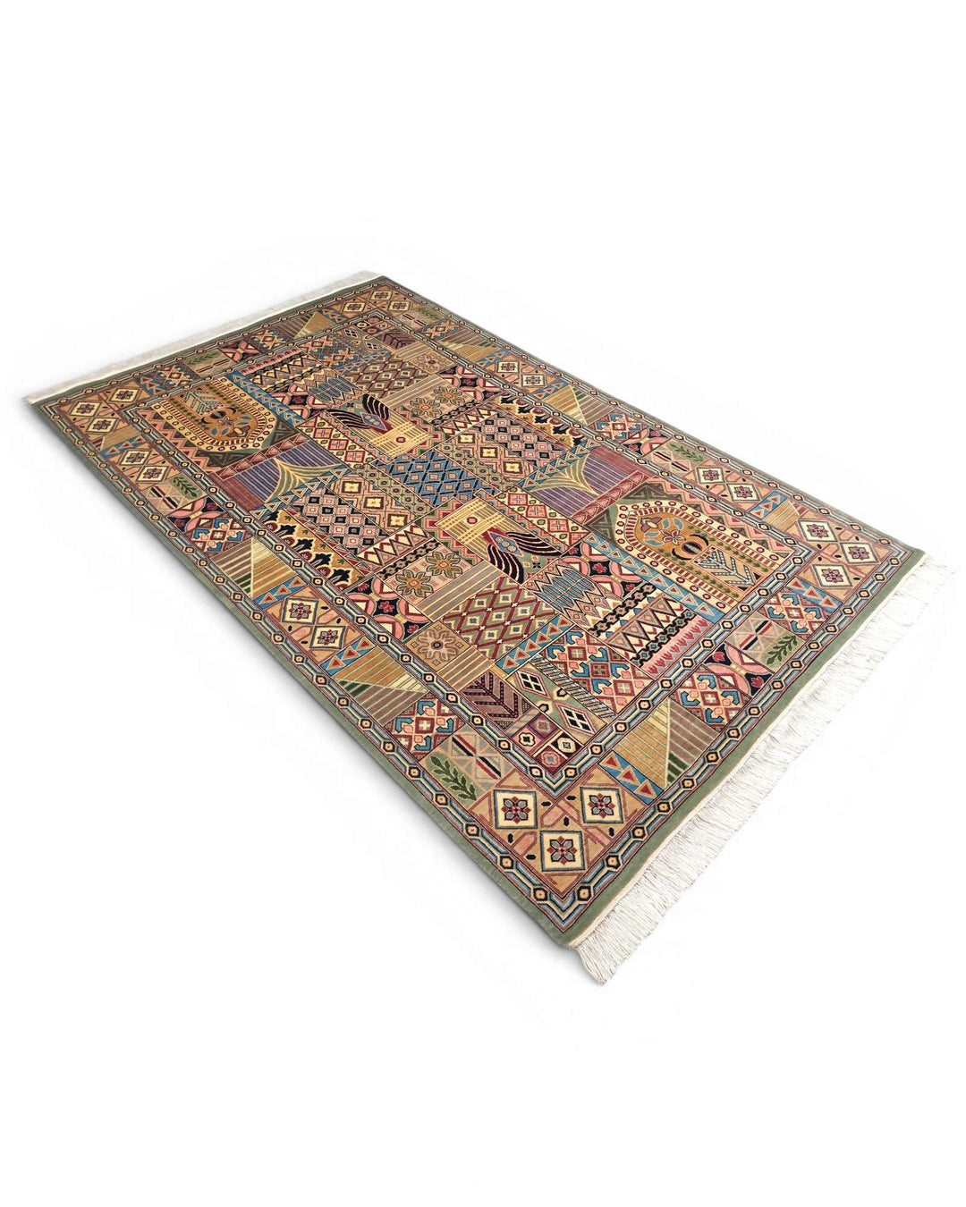 Hand-knotted rug with Bakhtiari patchwork garden compartments