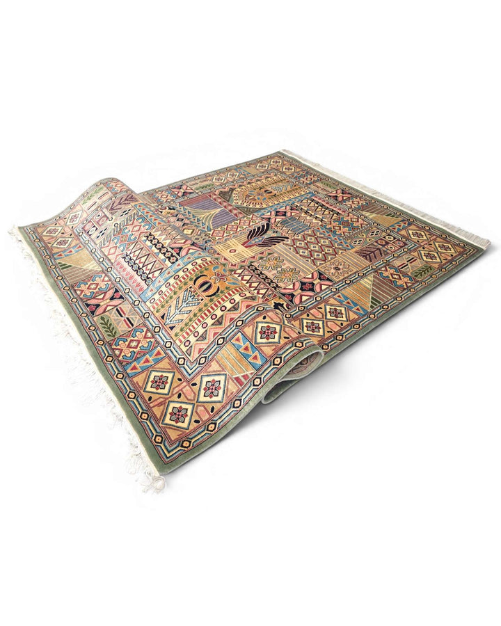 Fringe of Bakhtiari garden panel hand-knotted rug