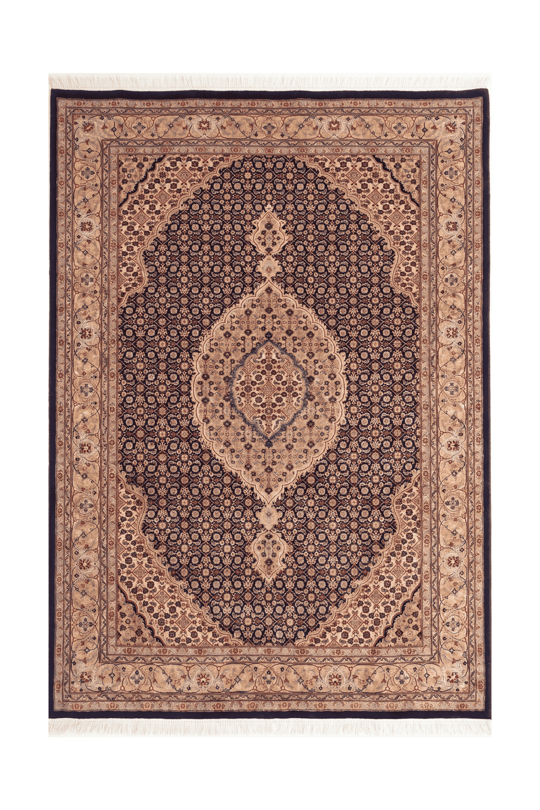 Rose mahi medallion Tabriz rug, hand-knotted Pakistani wool