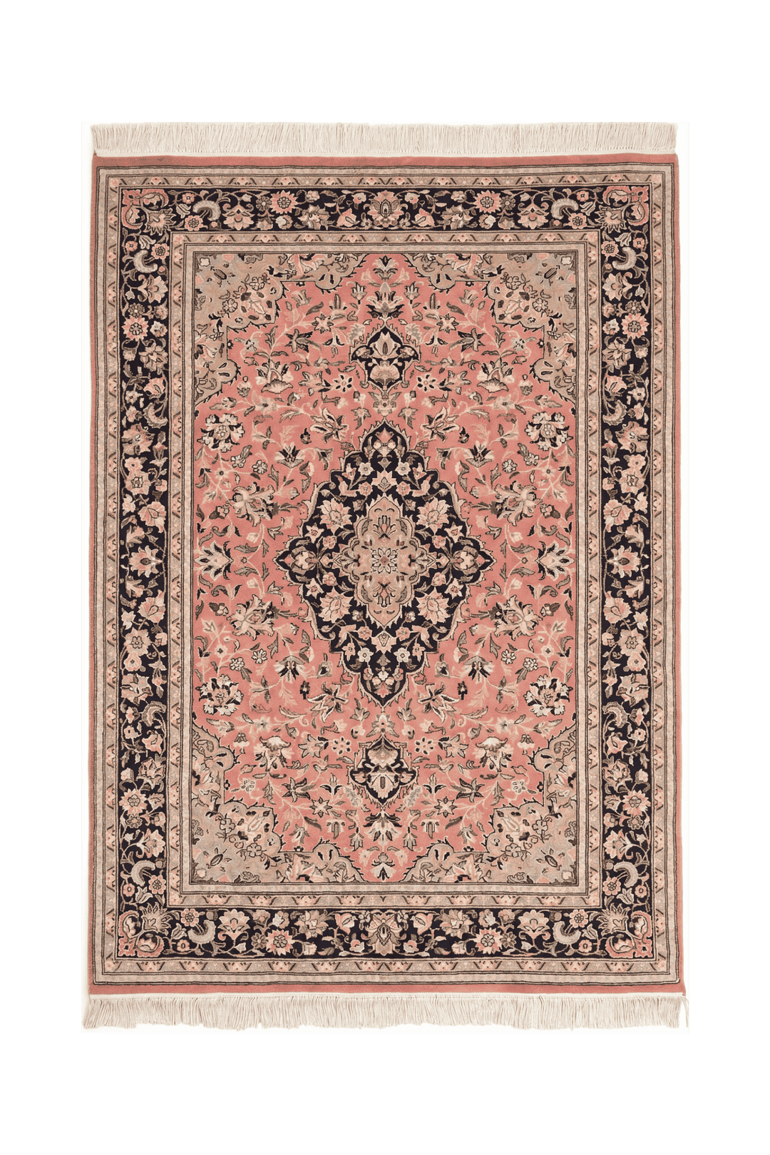 Rose medallion Tabriz rug, hand-knotted Pakistani wool