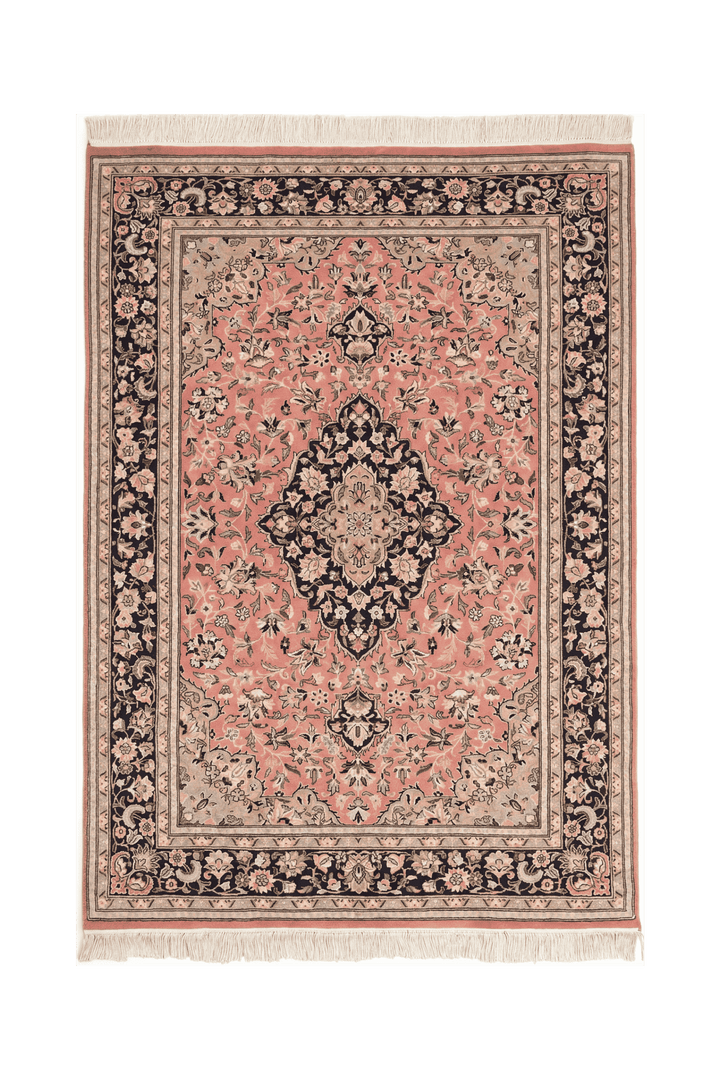 Rose medallion Tabriz rug, hand-knotted Pakistani wool