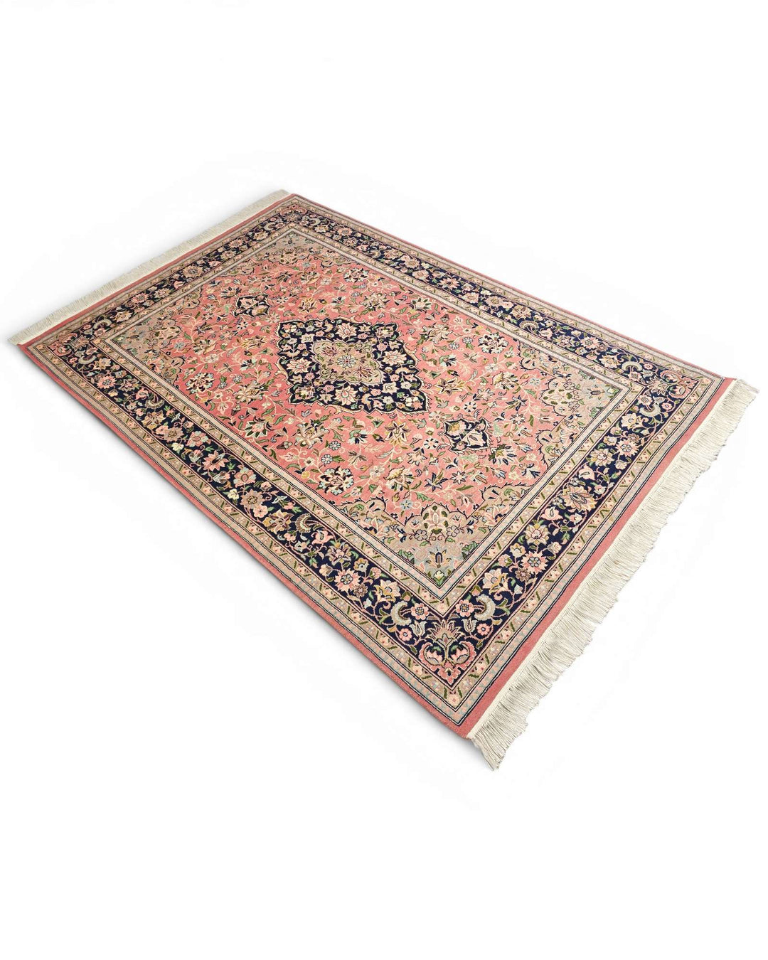 One-of-a-kind rose medallion Tabriz Pakistani rug