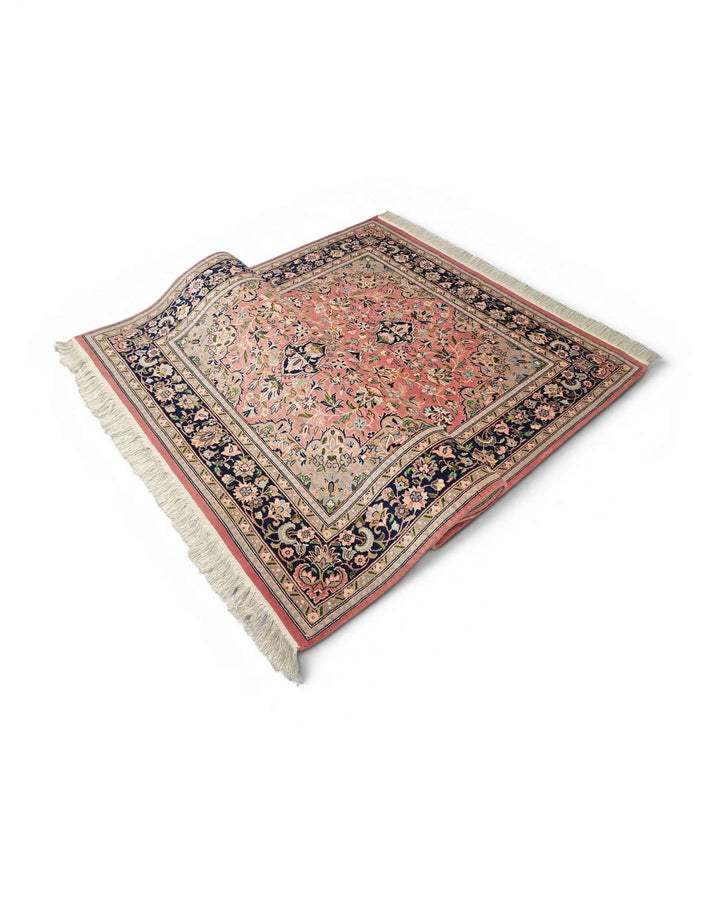 Corner of rose Tabriz Pakistani double-knot rug