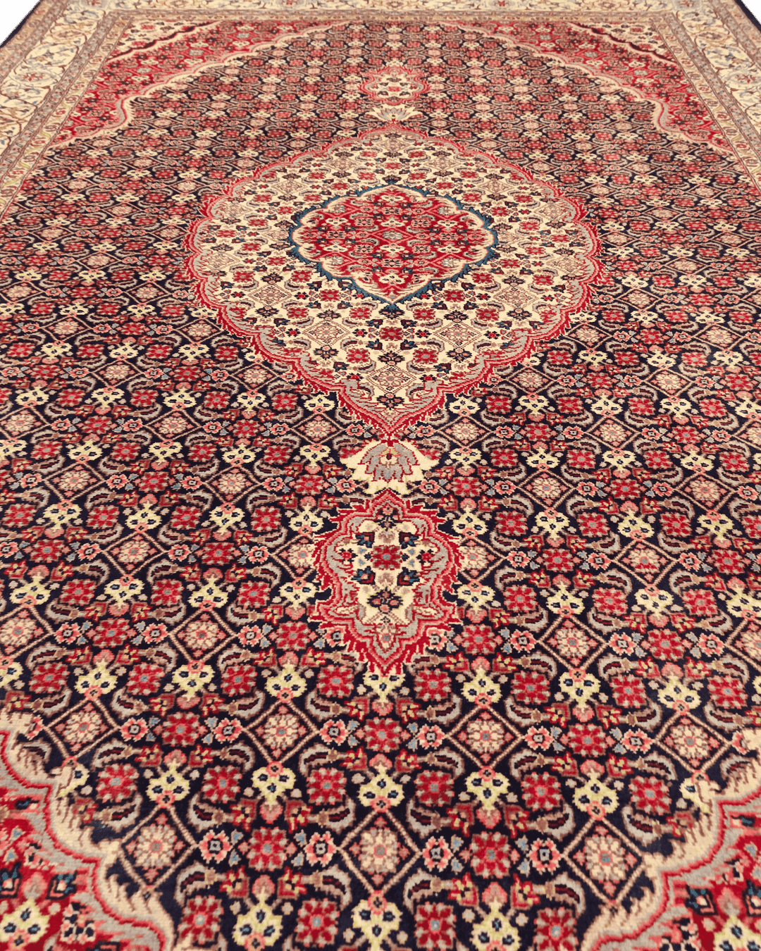 Rose brown mahi medallion Tabriz hand-knotted rug