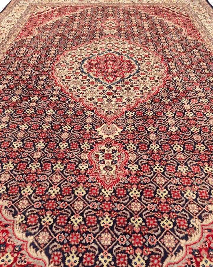 Rose brown mahi medallion Tabriz hand-knotted rug