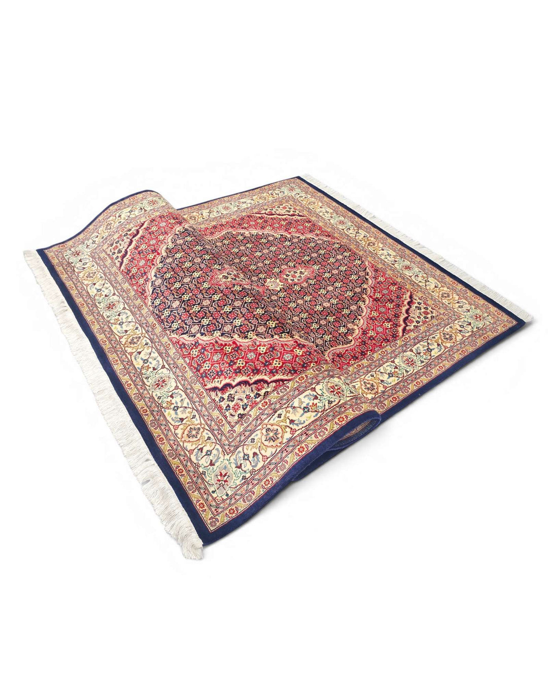 Rosewood mahi Tabriz hand-knotted Pakistani wool rug