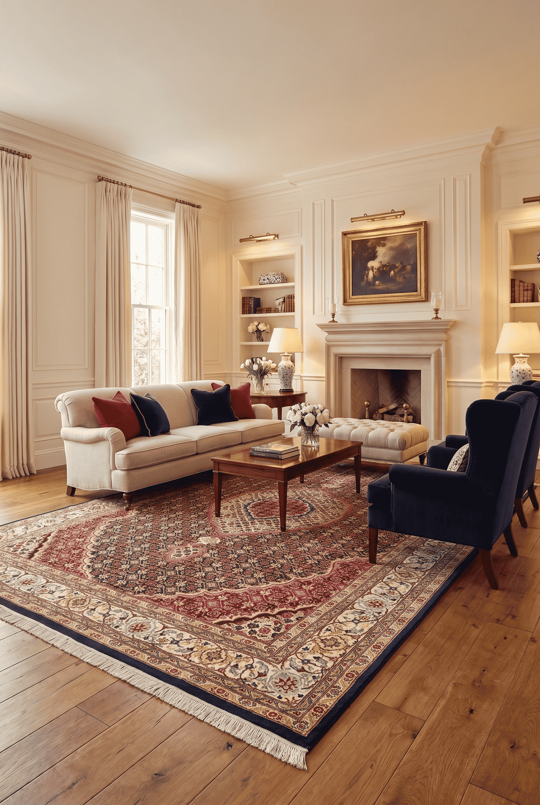 Border detail of rosewood mahi hand-knotted double-knot rug