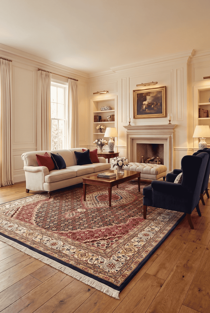 Border detail of rosewood mahi hand-knotted double-knot rug