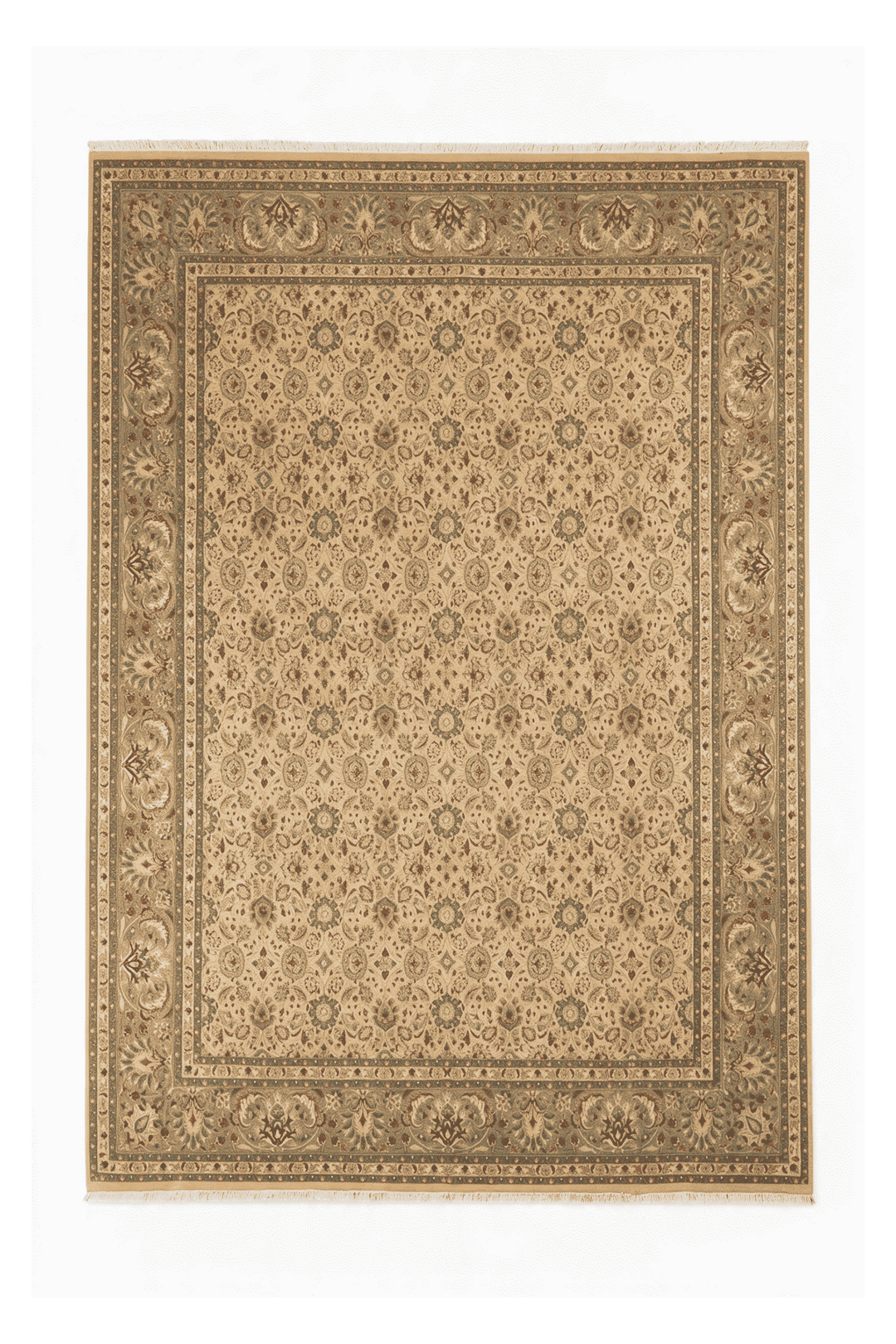 Wheat and sage Hereke floral rug, 243×308cm, about 4.5 tatami