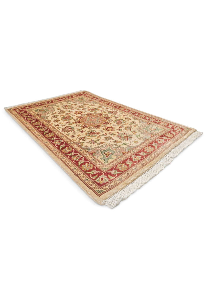 Cream brick red Tabriz rug 61×94cm, entrance mat size