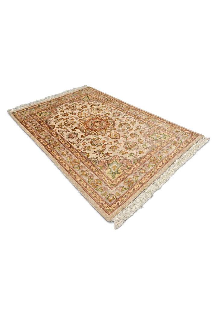 Ivory coral Tabriz rug 61×92cm, entrance mat size