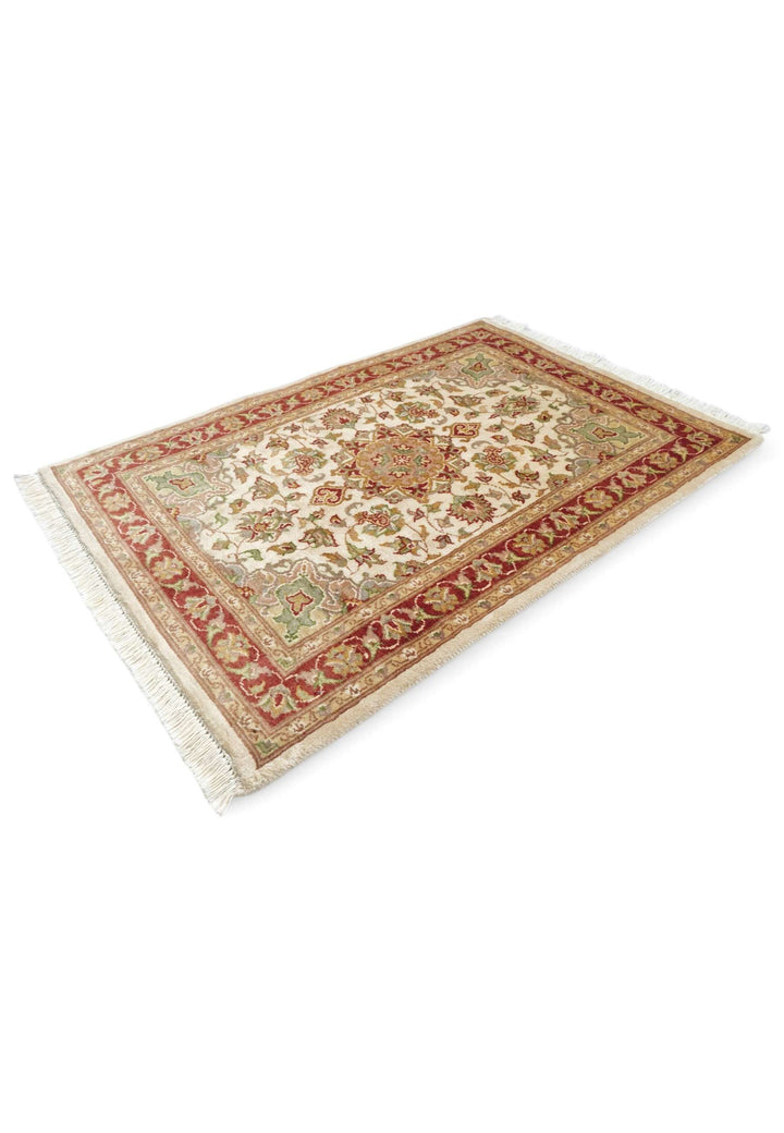 Wool and silk pile of ivory Tabriz rug, 62×93cm