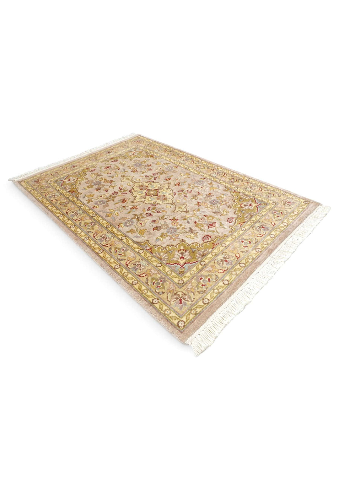 Blush olive gold Tabriz rug 63×92cm, entrance mat size