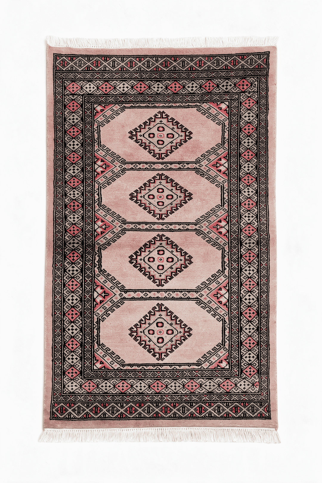 Antique Cream Pakistani Jaldar Rug, gul design, hand-knotted, 79×134cm