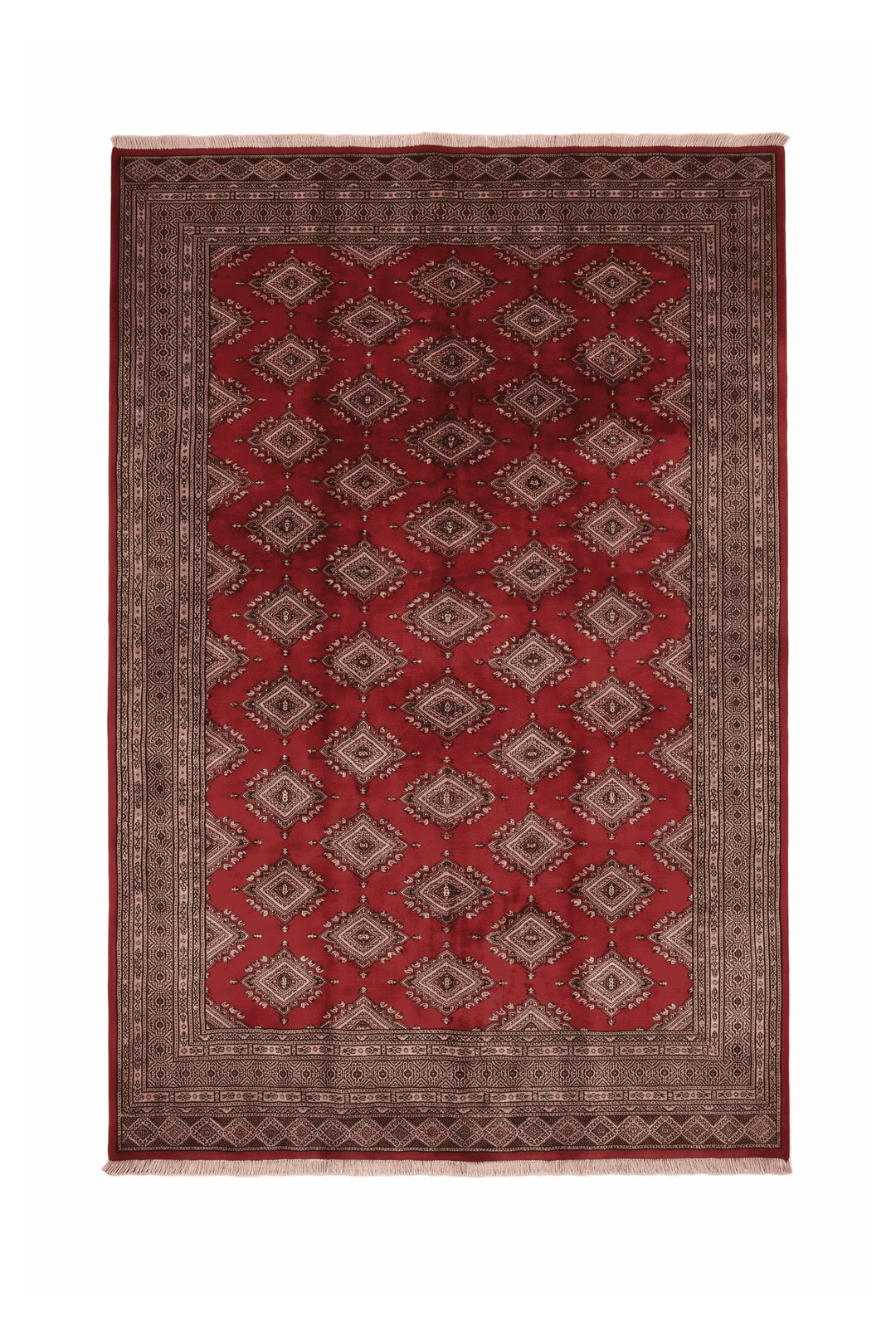 Brick red and camel Jaldar star gül rug, 168×234cm, about 2 tatami