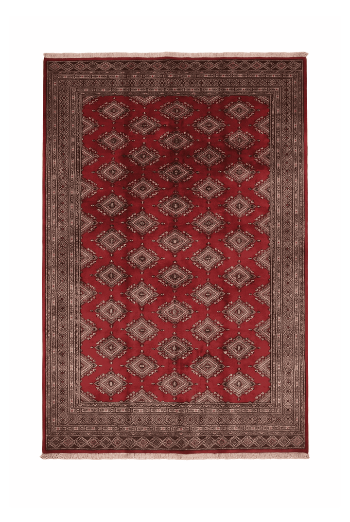 Brick red and camel Jaldar star gül rug, 168×234cm, about 2 tatami