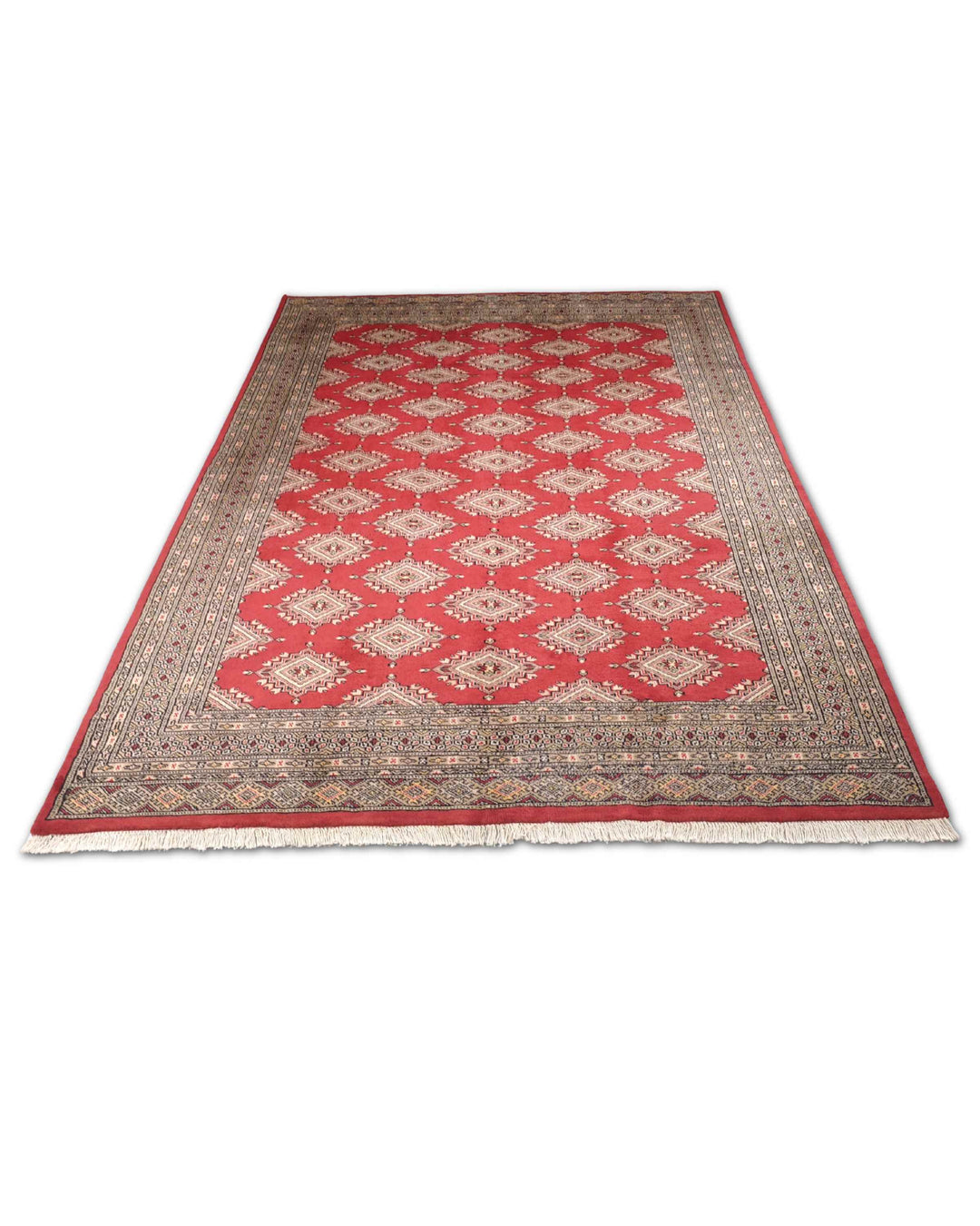Hand-knotted wool pile of brick red Jaldar rug, 168×234cm