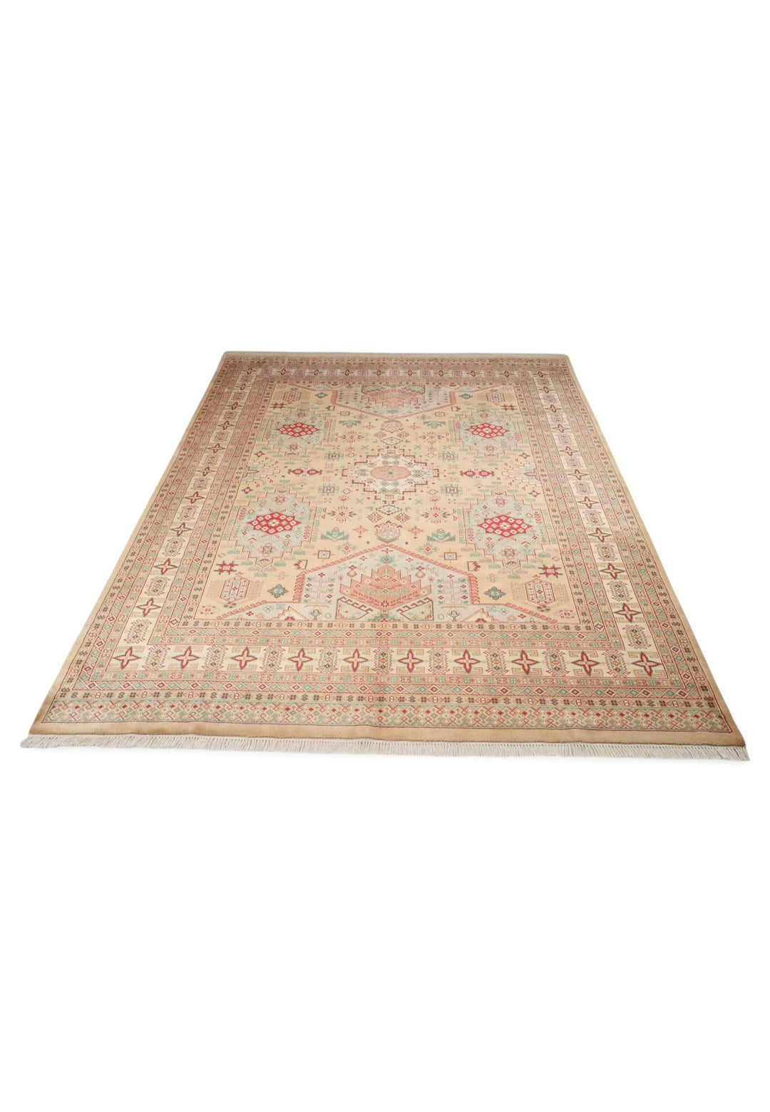 Hand-knotted wool pile of camel coral rug, 201×251cm