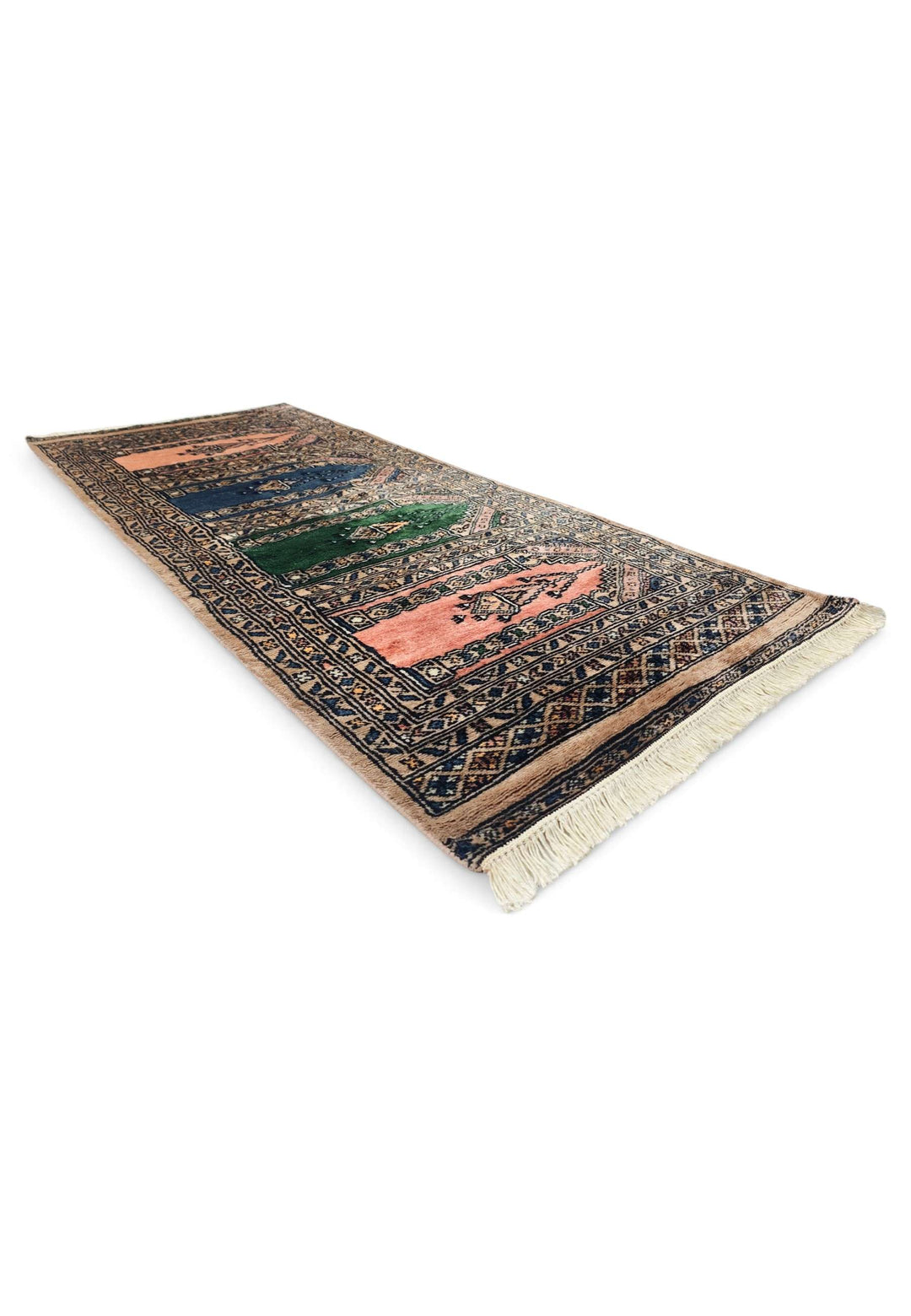 Camel salmon saf rug 62×147cm, Pakistani craftsmanship