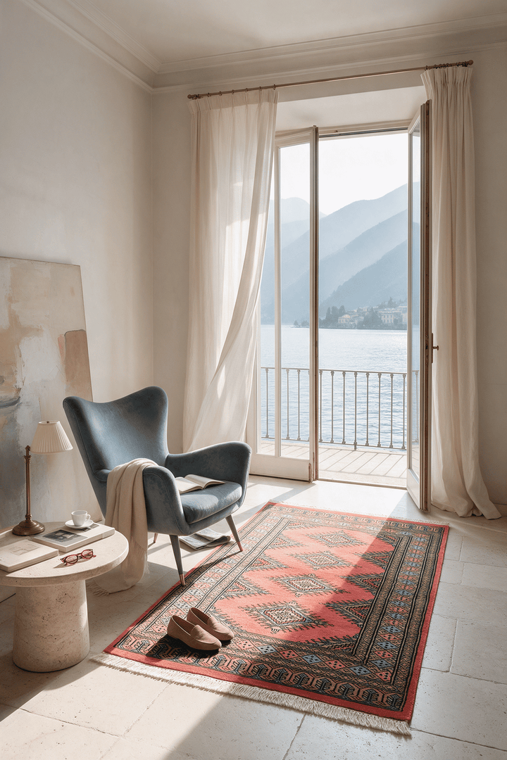 Coral Pakistani Jaldar Rug, hand-knotted, 79×126cm, photo 3