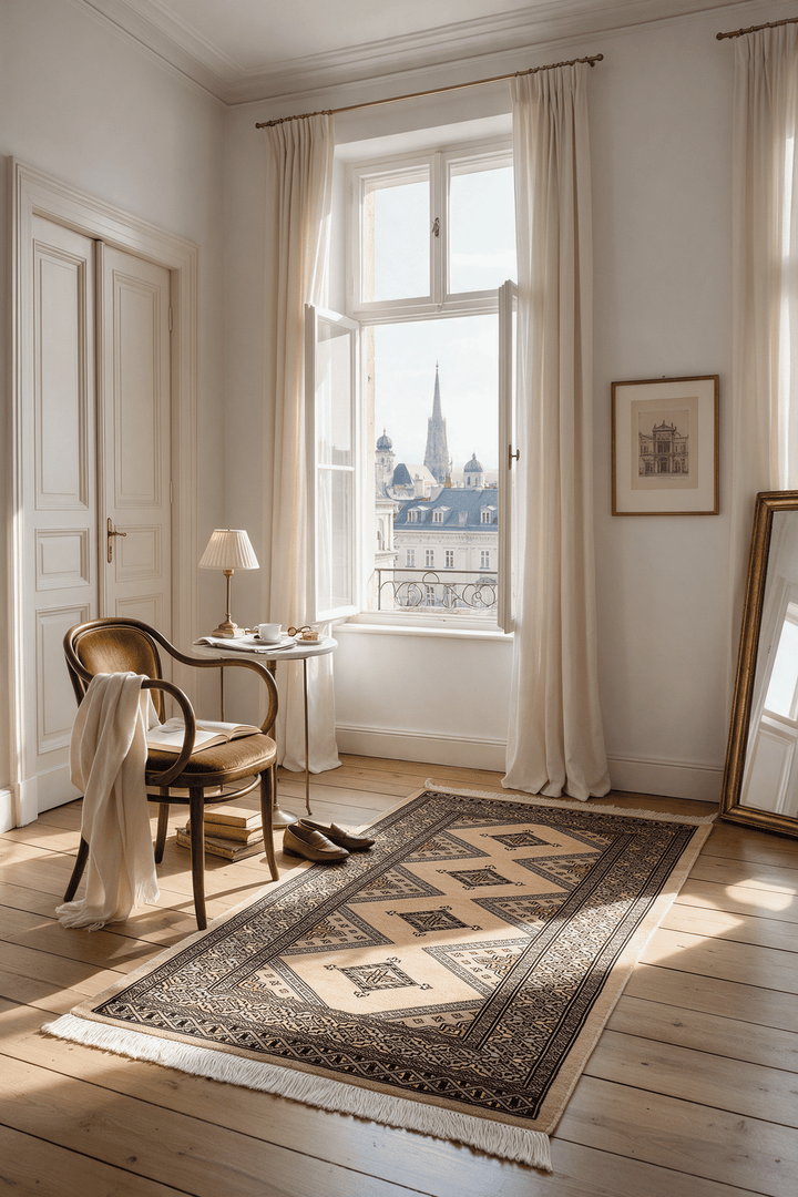 Cream Beige Pakistani Jaldar Rug, hand-knotted, 80×130cm, photo 2