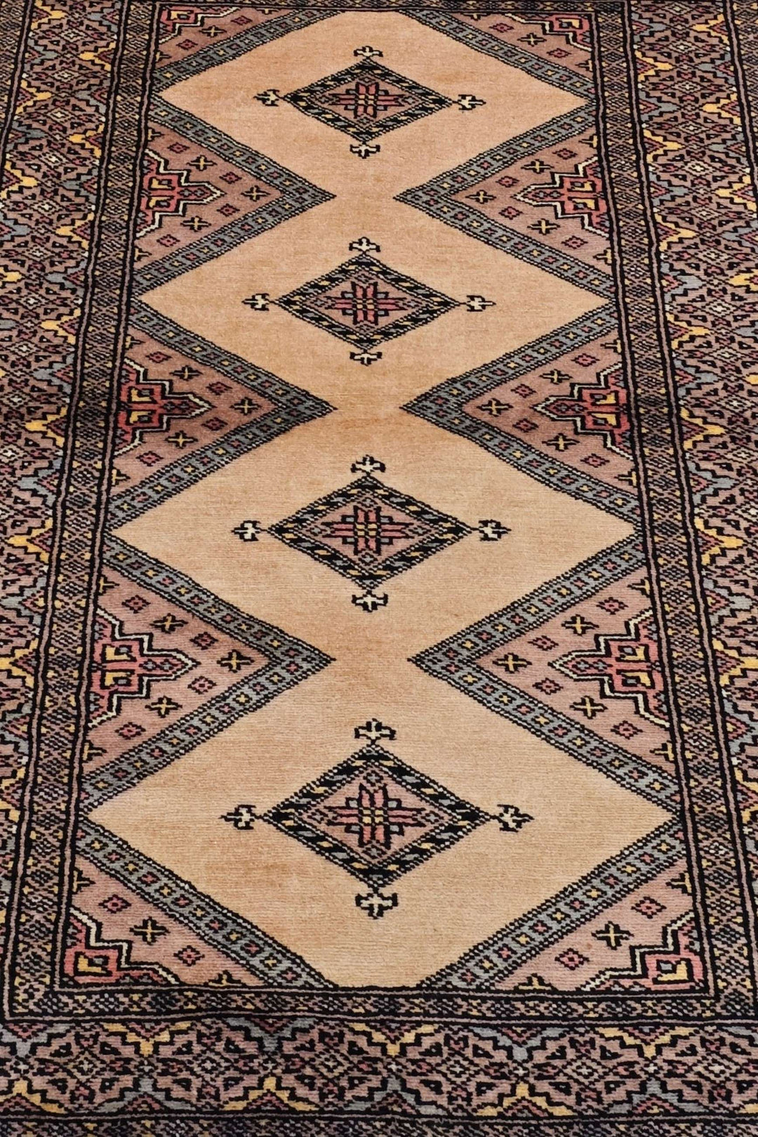 Cream Beige Pakistani Jaldar Rug, hand-knotted, 80×130cm, photo 3