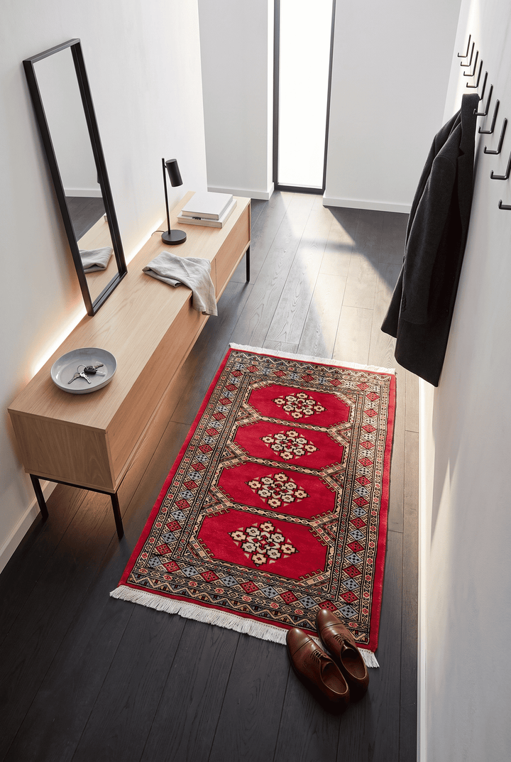 Crimson Pakistani Jaldar Rug, hand-knotted, 78×119cm, photo 2