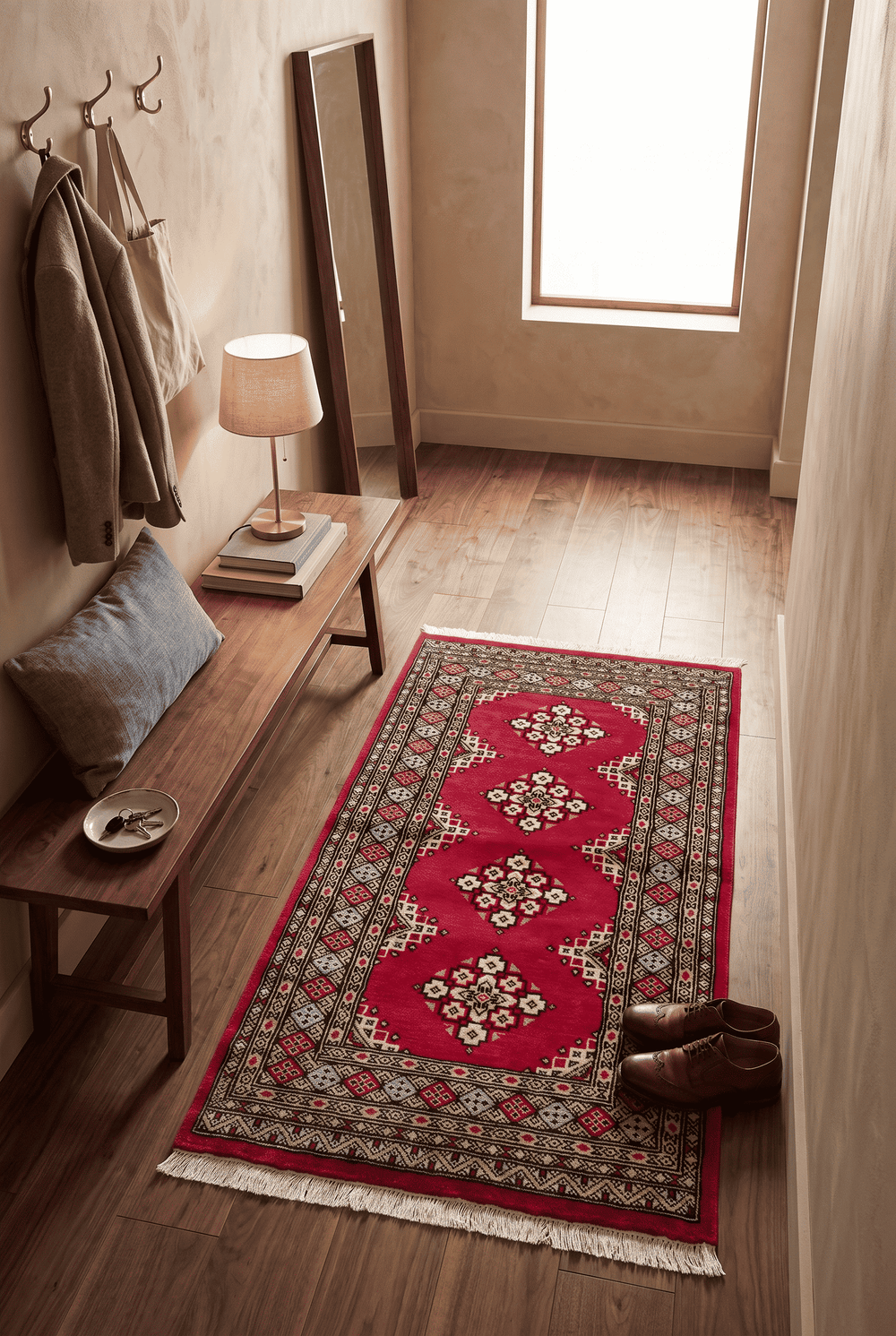 Crimson Pakistani Jaldar Rug, hand-knotted, 80×126cm, photo 2