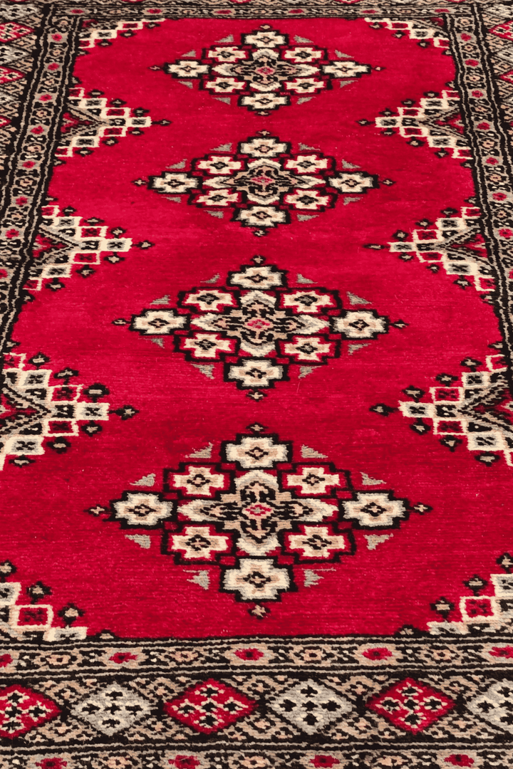 Crimson Pakistani Jaldar Rug, hand-knotted, 80×126cm, photo 3