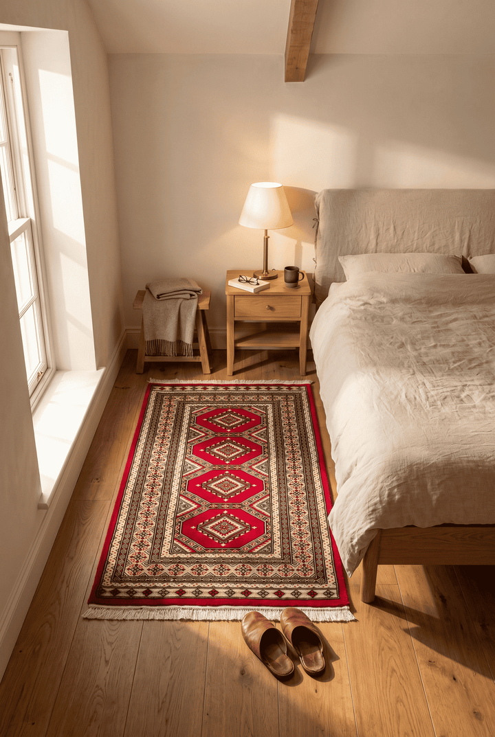 Crimson Pakistani Jaldar Rug, hand-knotted, 93×148cm, photo 2