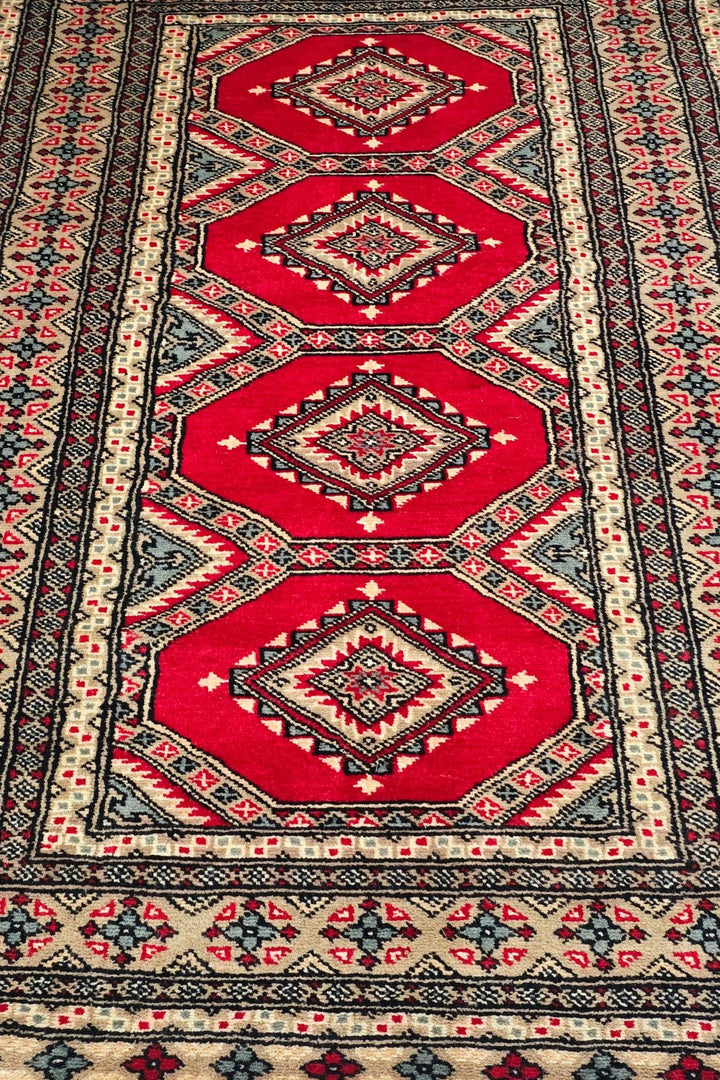 Crimson Pakistani Jaldar Rug, hand-knotted, 93×148cm, photo 3
