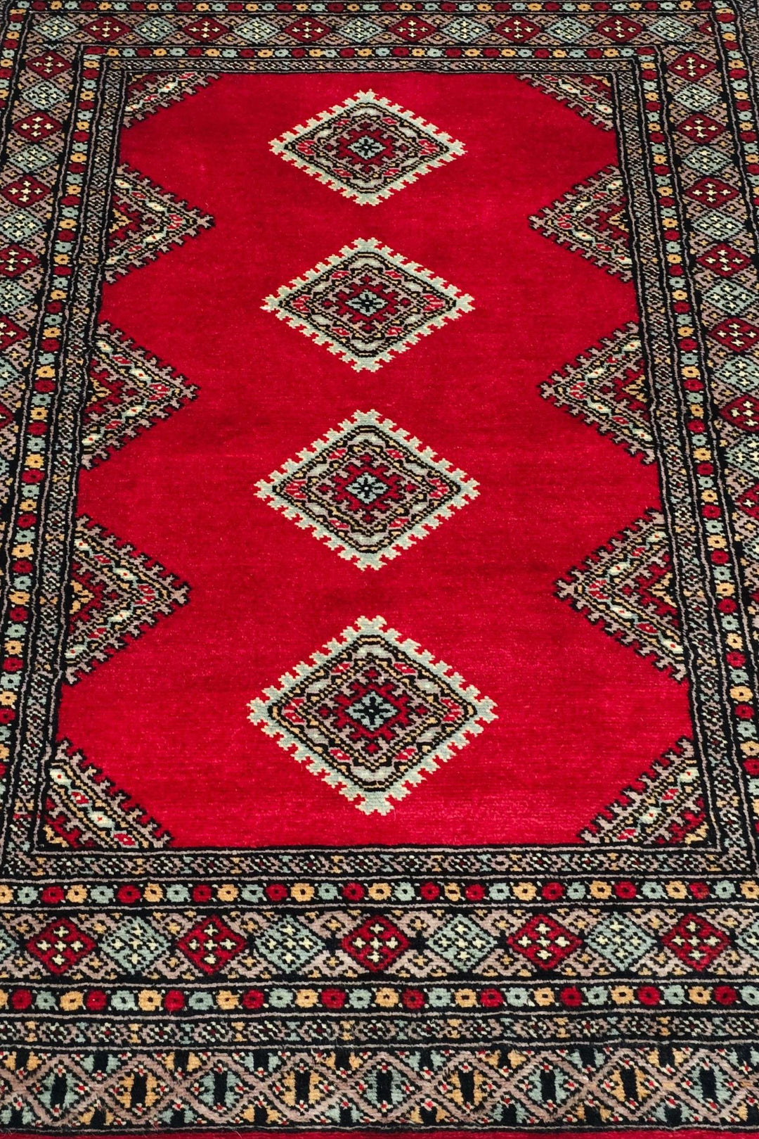 Crimson Pakistani Jaldar Rug, hand-knotted, 97×148cm, photo 3